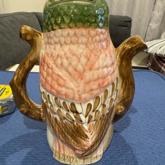 Vintage Rare Tony Wood Owl Nesting on a Branch Teapot - Picture 7 of 10